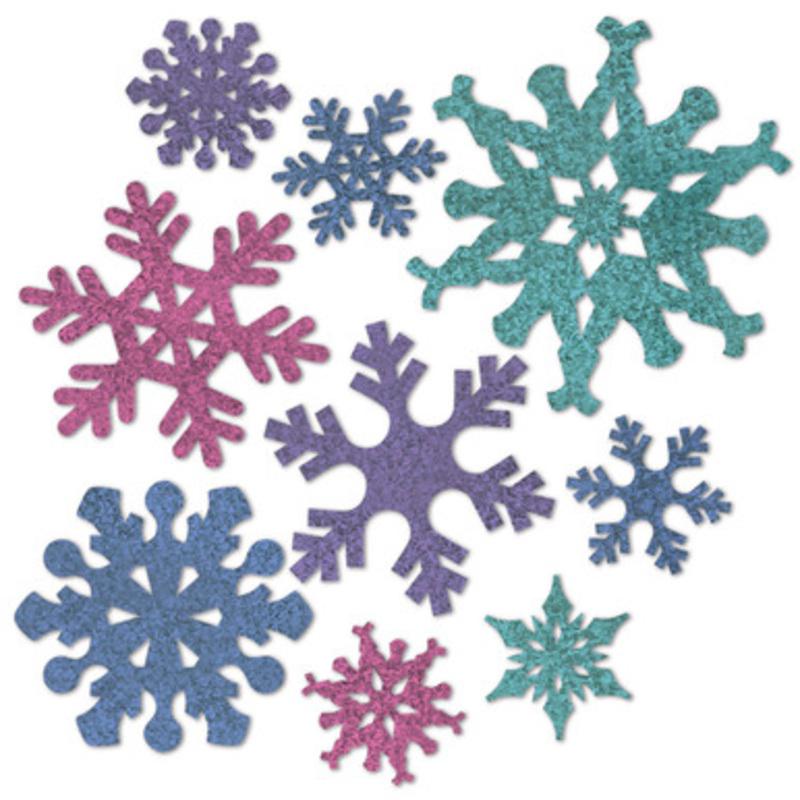 108 Counts Multi-Colored Snowflake Printed Glittered Cutouts 12