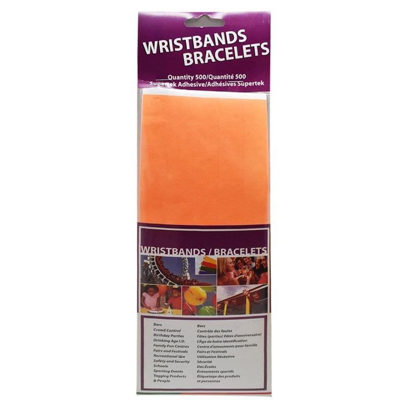 Wristband Supertek 3/4in Neon Orange 500 Per Package