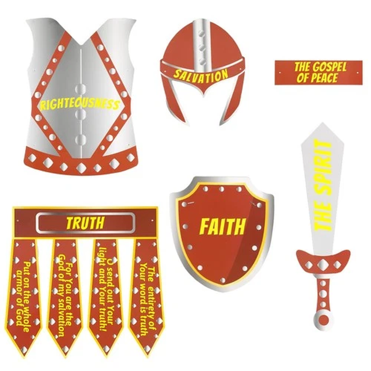 12 Sets Armor of God Costume Armor of God Craft Kit for Kids Cutouts Christian B