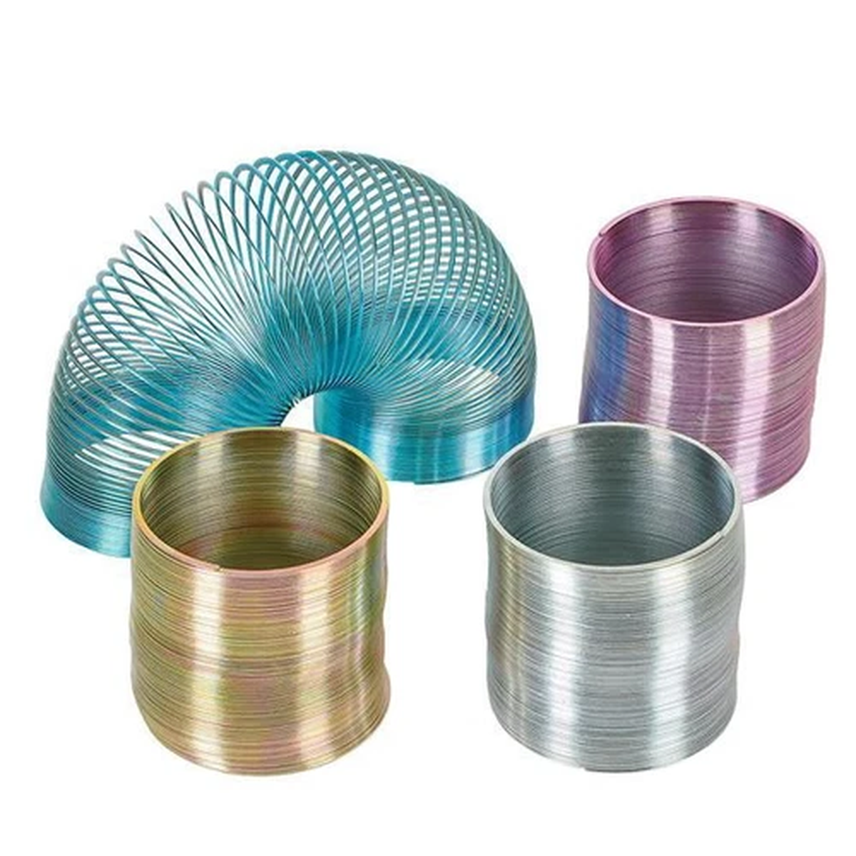 12  METAL SLINKYS NEW IN BOX ASSORTED COLORS BLUE PURPLE SILVER GOLD FAST SHIP
