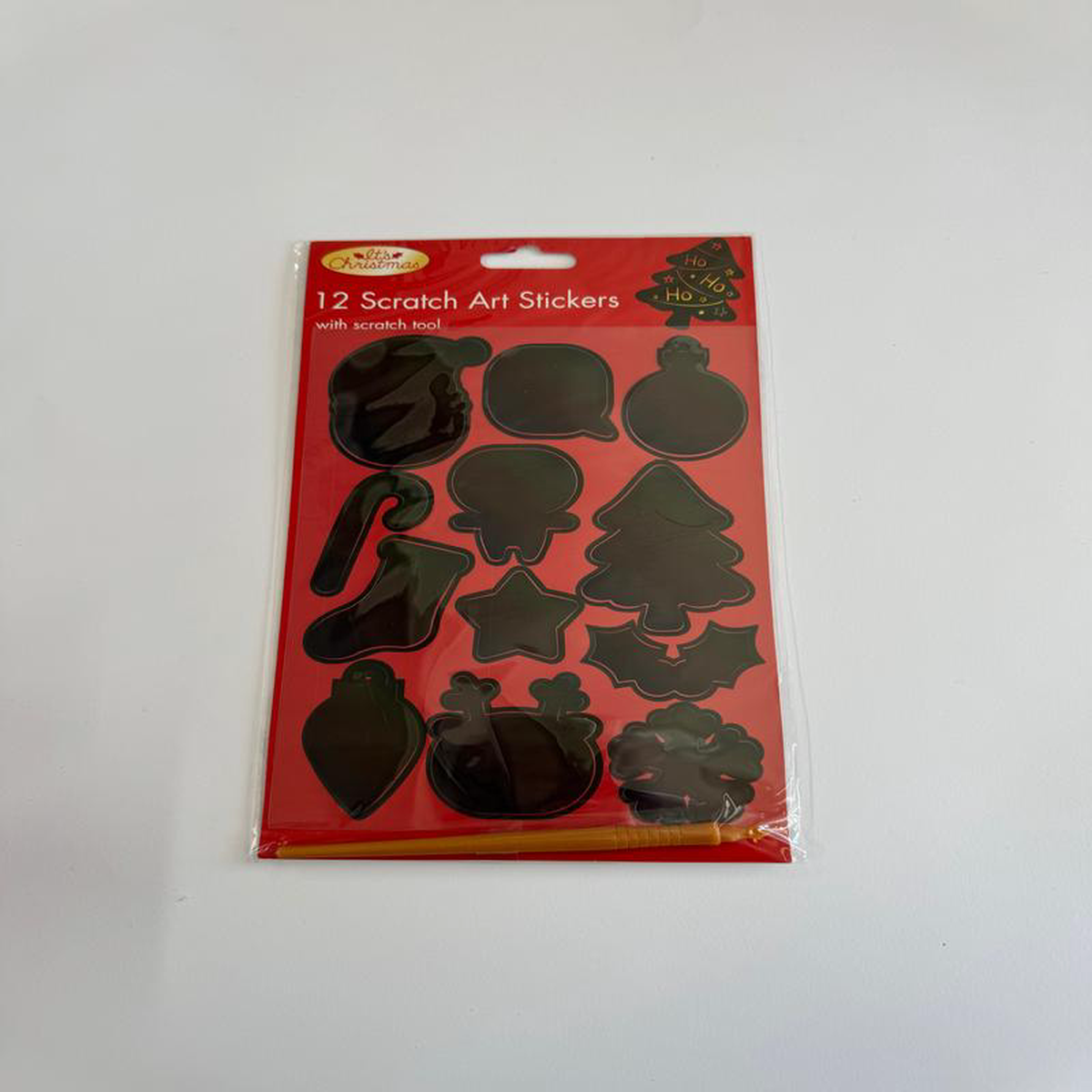 XMAS SCRATCH ART STICKERS WTOOK 12PK