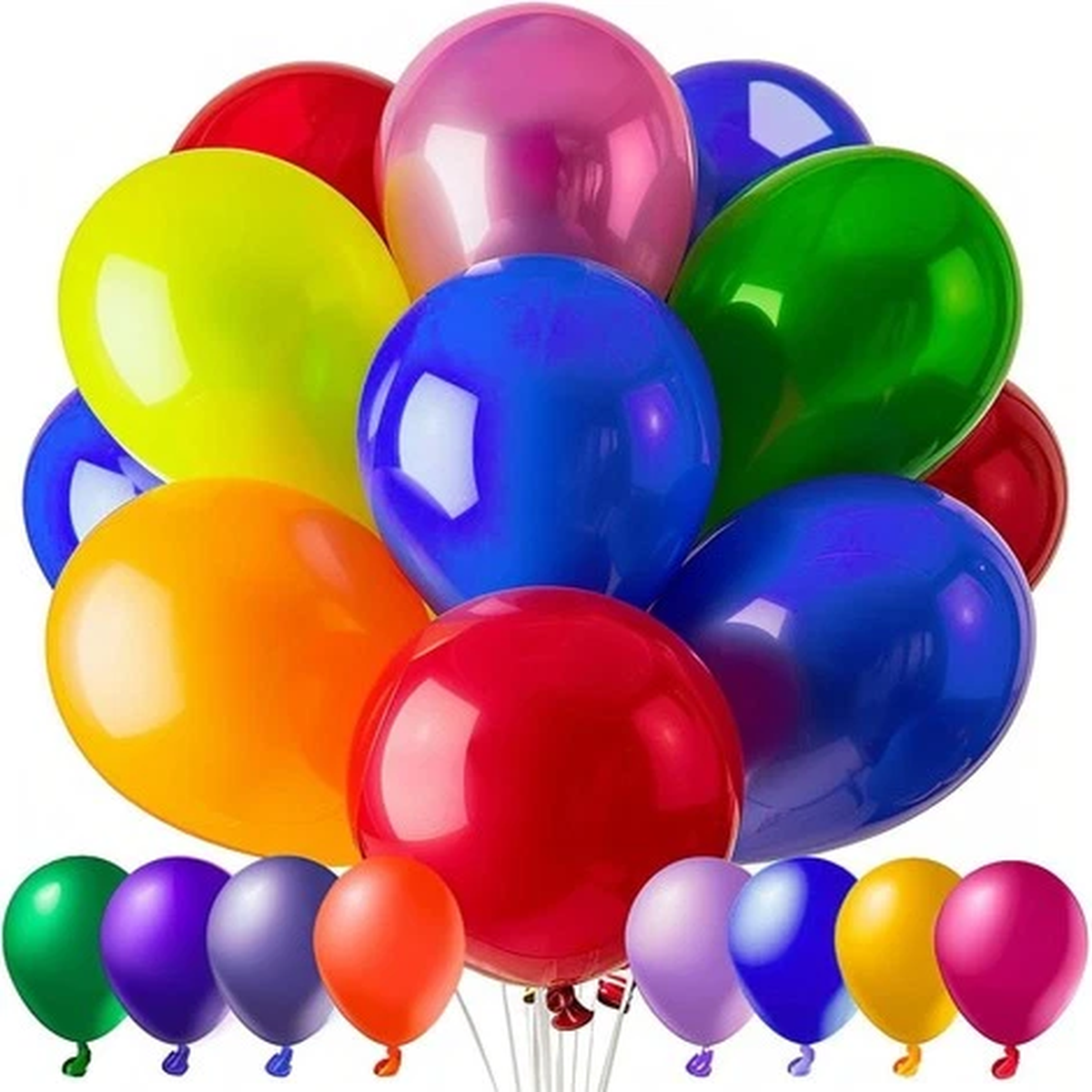 100 PCS 12 Latex Balloons Assorted Colors for Birthday, Baby Shower & Party