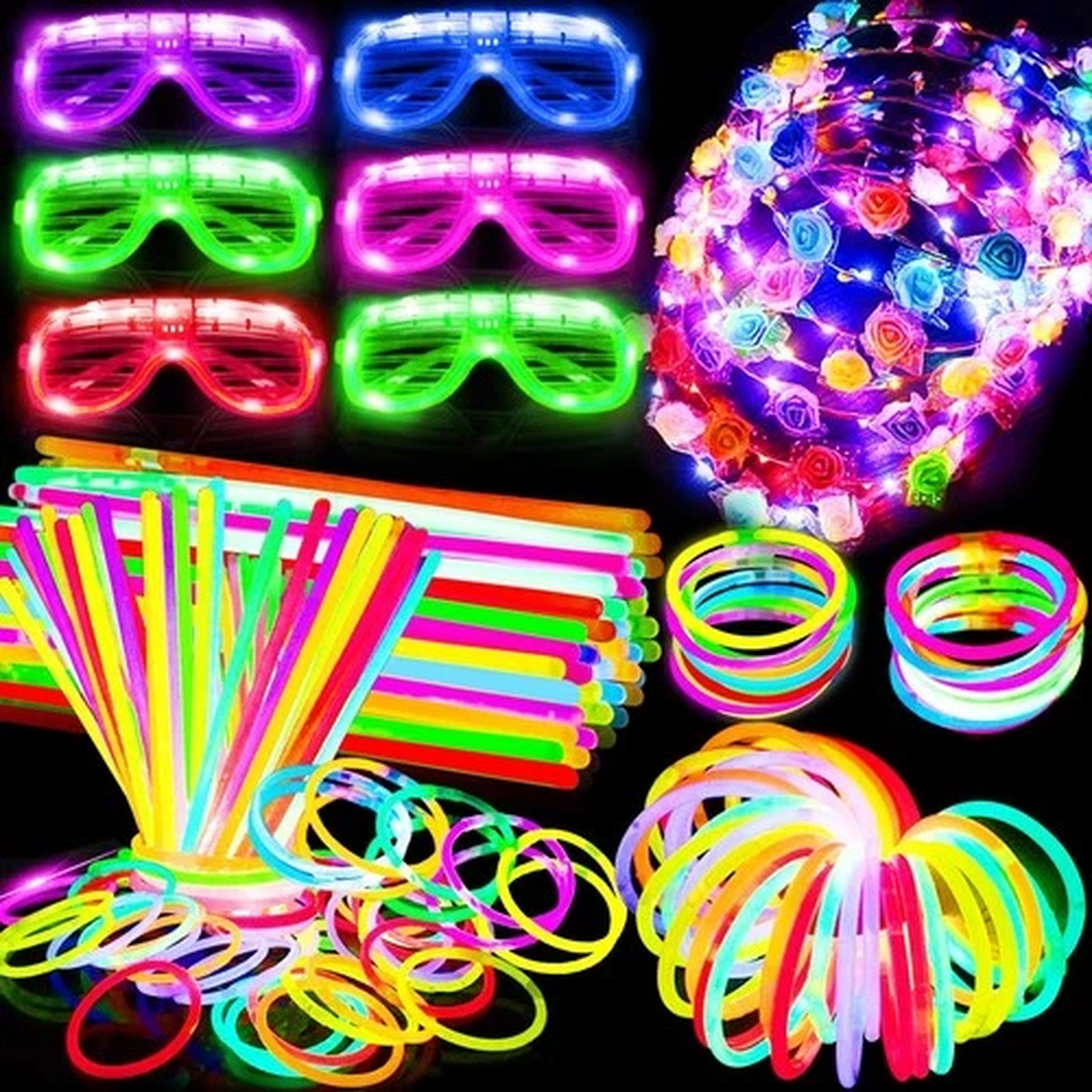 112PCS Glow in The Dark Party Supplies Accessories,Glow Sticks Bulk Party Fav...