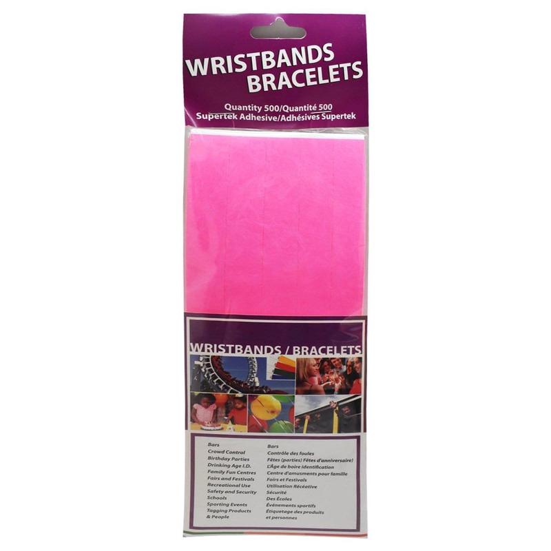 Wristband Supertek - Neon Pink 3/4 in. 500 Per Package