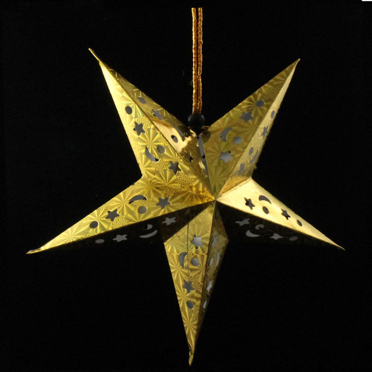 12 In. Holographic Gold Paper Star Lantern
