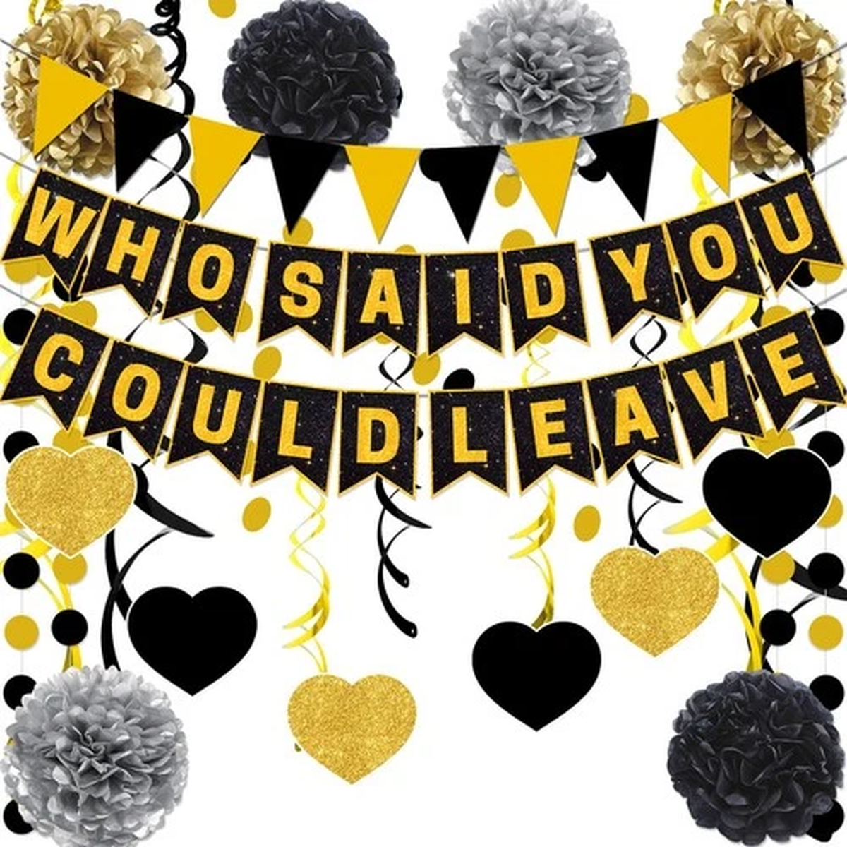 Yavxzvbw Retirement Party Decorations Glitter Gold Black Farewell