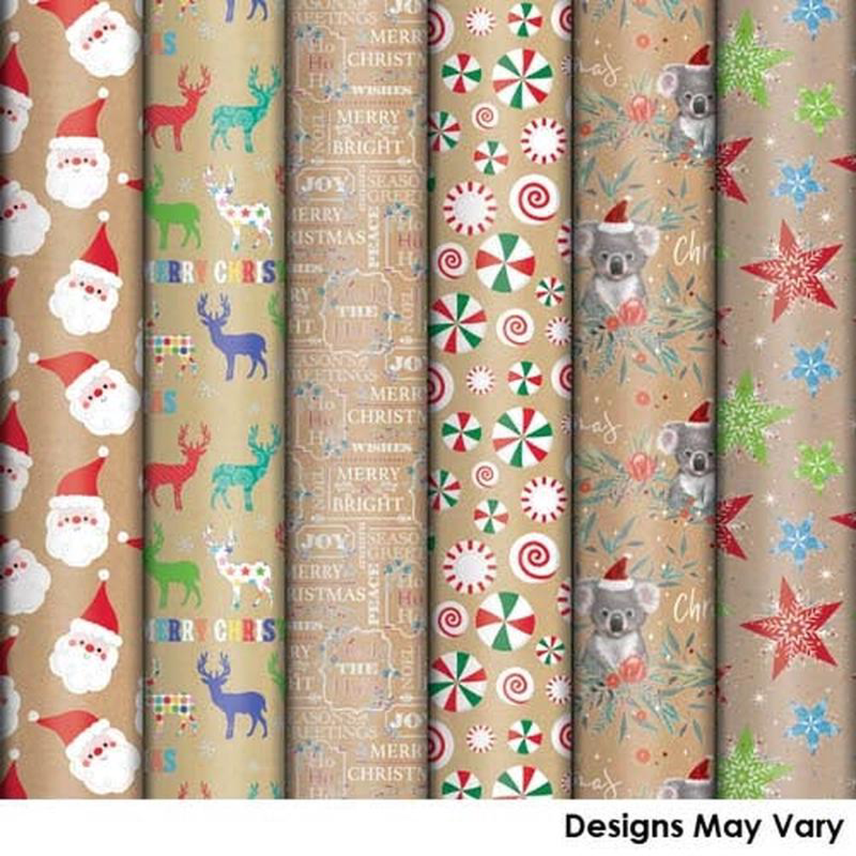 XMAS WRAP 2M X 700MM KRAFT PRINT