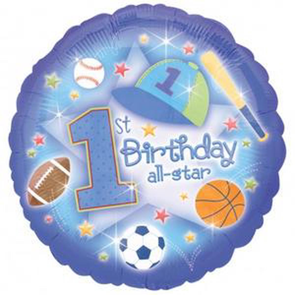 First Birthday All Star Round Foil Balloon 18Inches