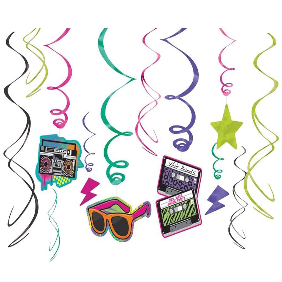 Love The 80S Swirl Decorations Pack of 12