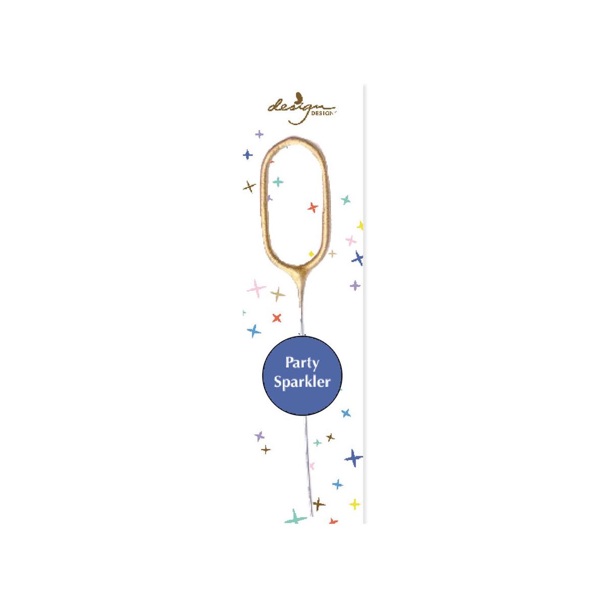 Number 0 Gold Party Sparkler Candle