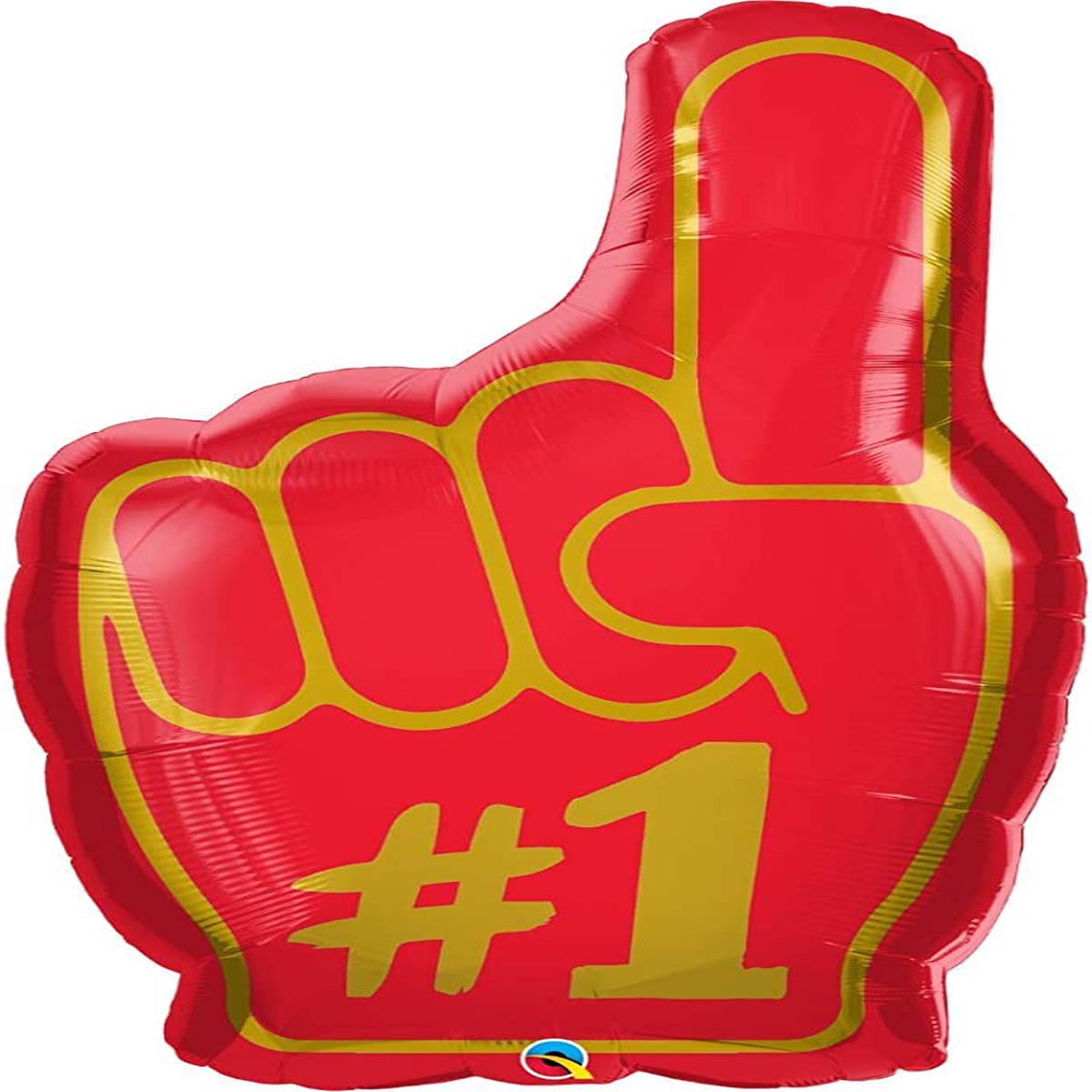 #1 Finger Red Foil Balloon 37Inches