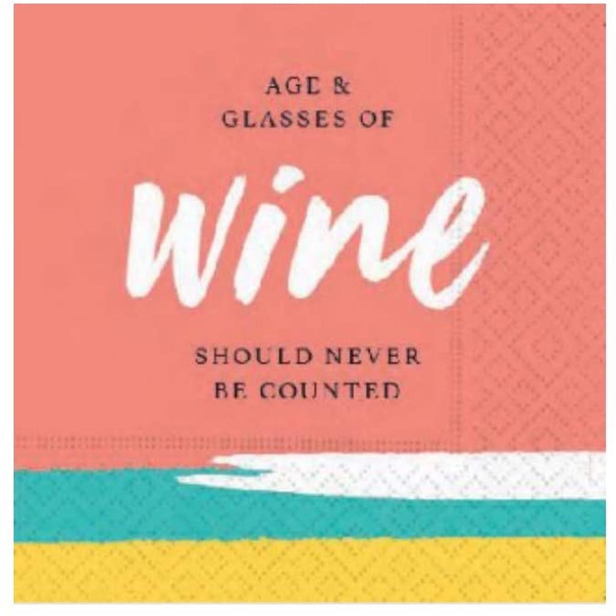Age & Glasses of Wine Beverage Napkins Pack of 20