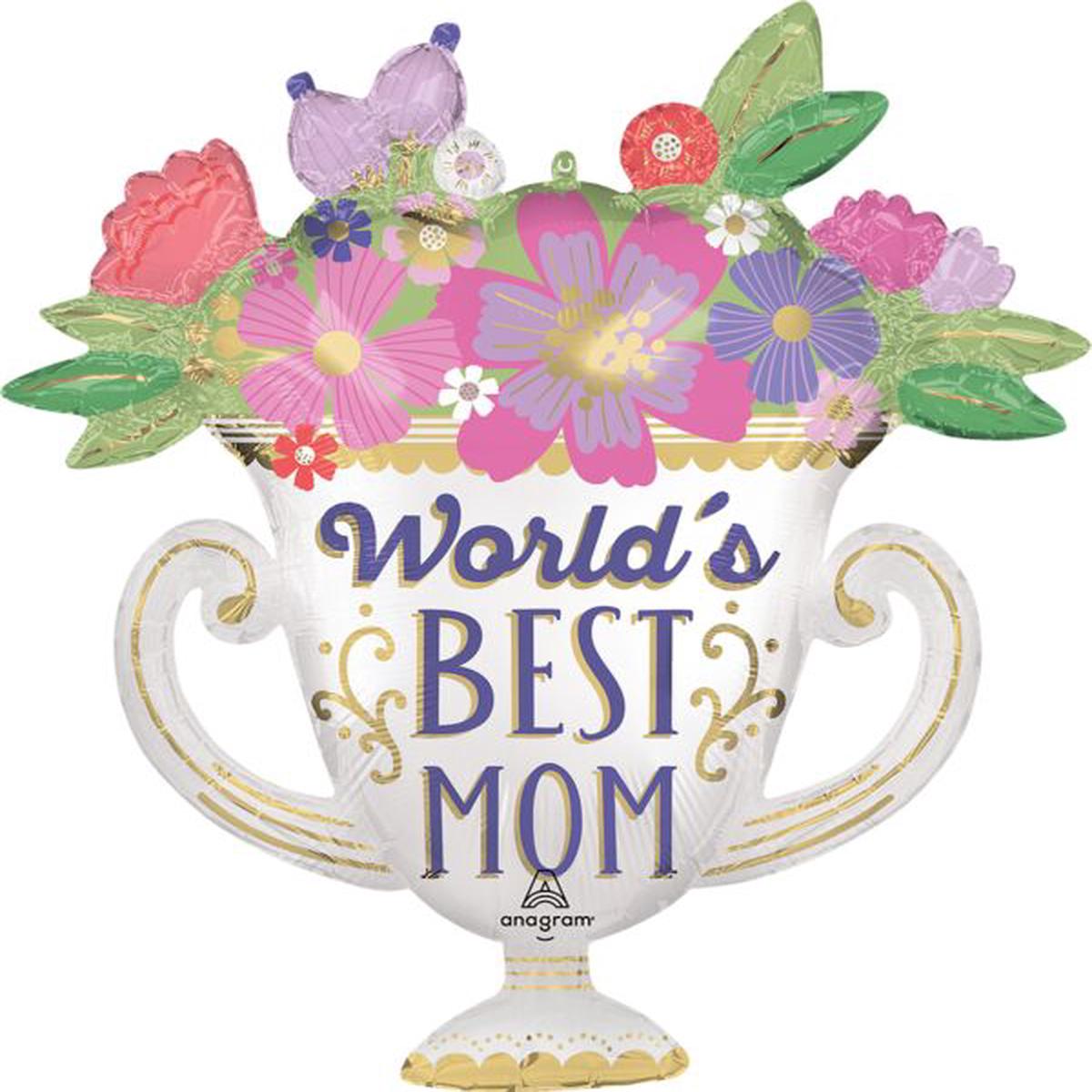 World's Best Mom Trophy Shaped Foil Balloon 30Inches