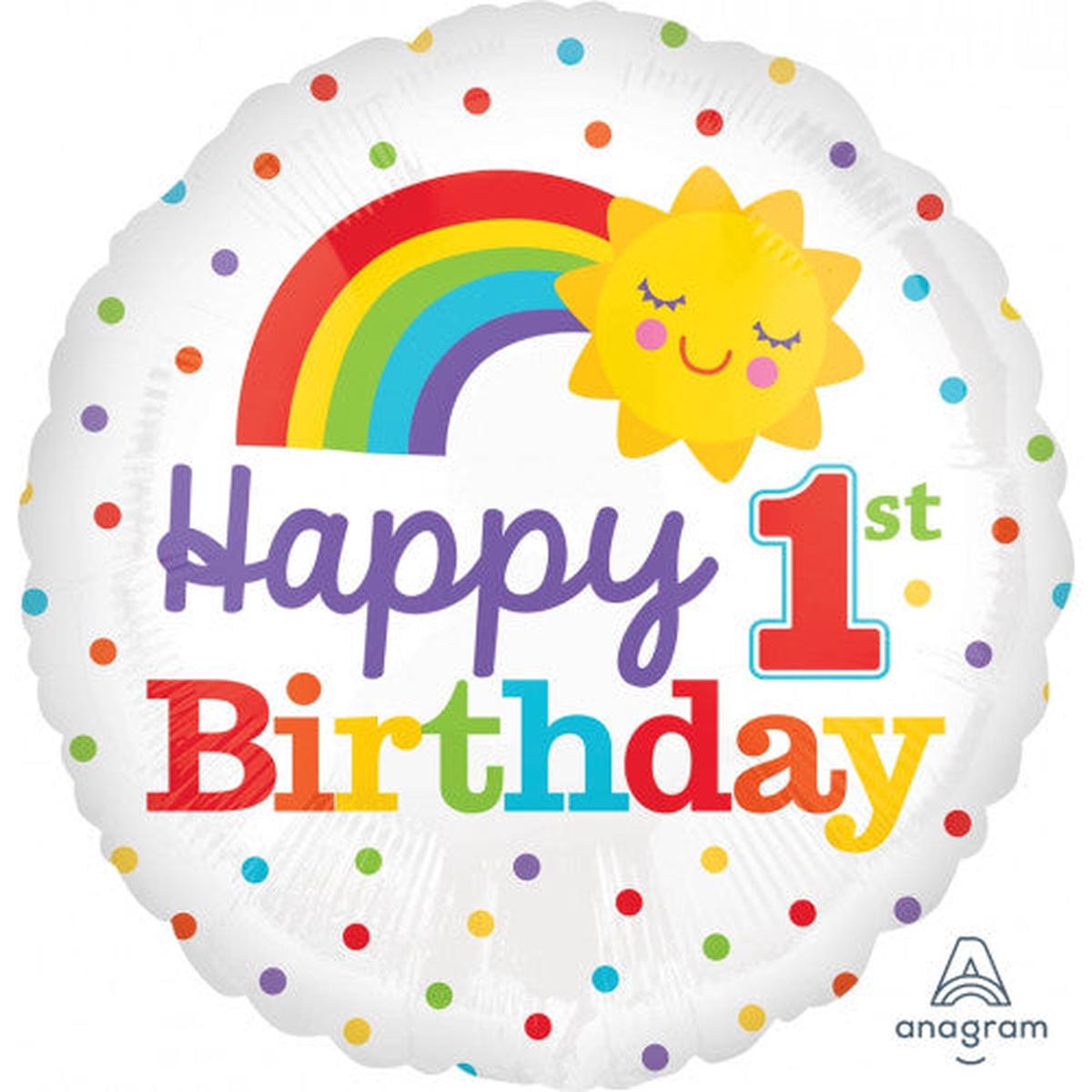 1st Birthday Rainbow Foil Balloon 17Inches