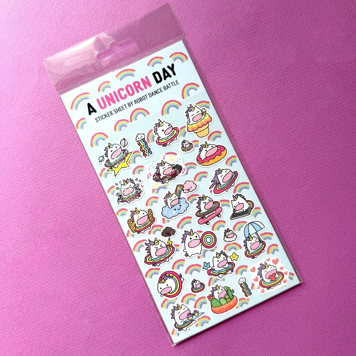 Robot Dance Battle - A Unicorn Day Glitter Planner Sticker Sheet
