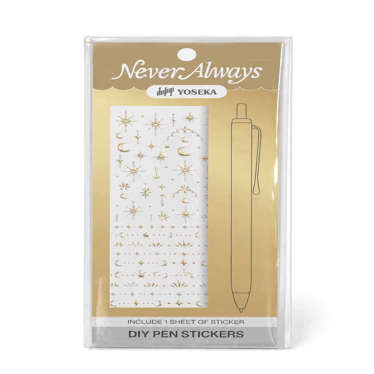 Yoseka x Never Always DIY Pen Stickers - Celestial Gold
