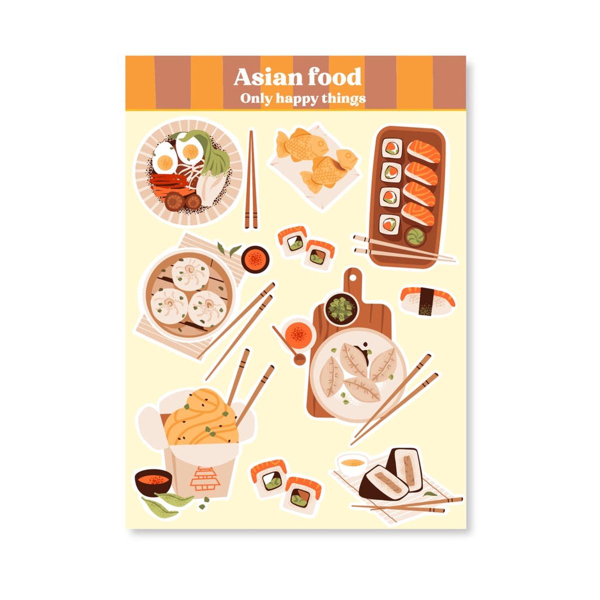 Asian Food A6 Sticker Sheet