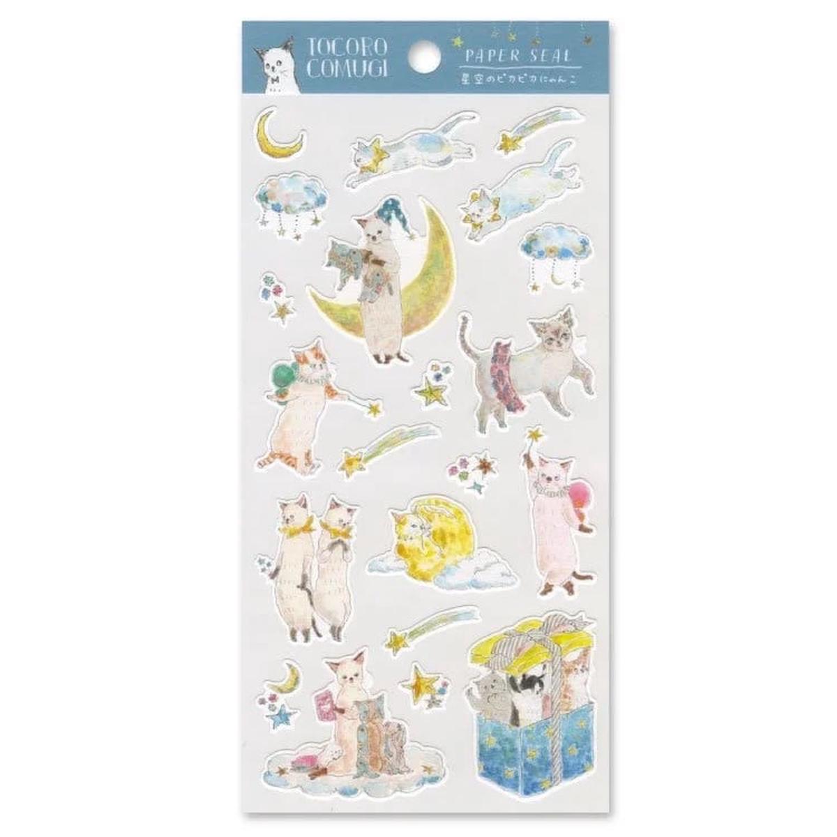 Tocorocomugi Sticker Sheet - Cat in the Stary Sky