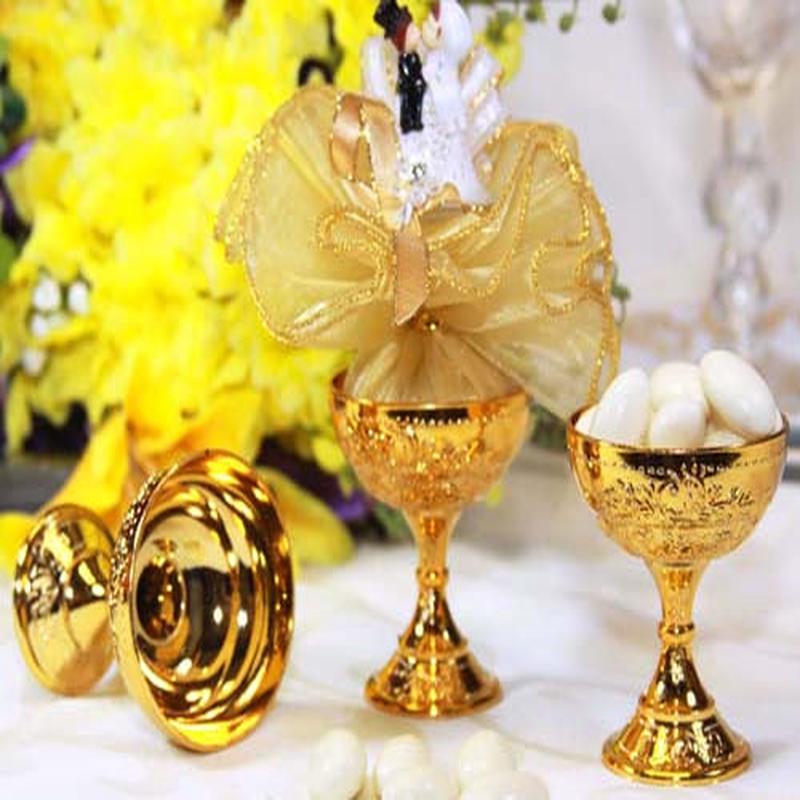12PCS Plastic Chalice Cup Gold 2.75