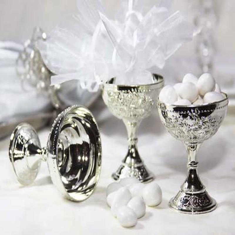 12PCS Plastic Chalice Cup Silver 2.75