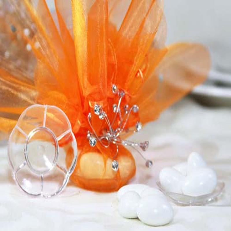 1-7/8 Inch Mini Flower Shape Clear Plastic Plate Candy Holder (144 pieces)