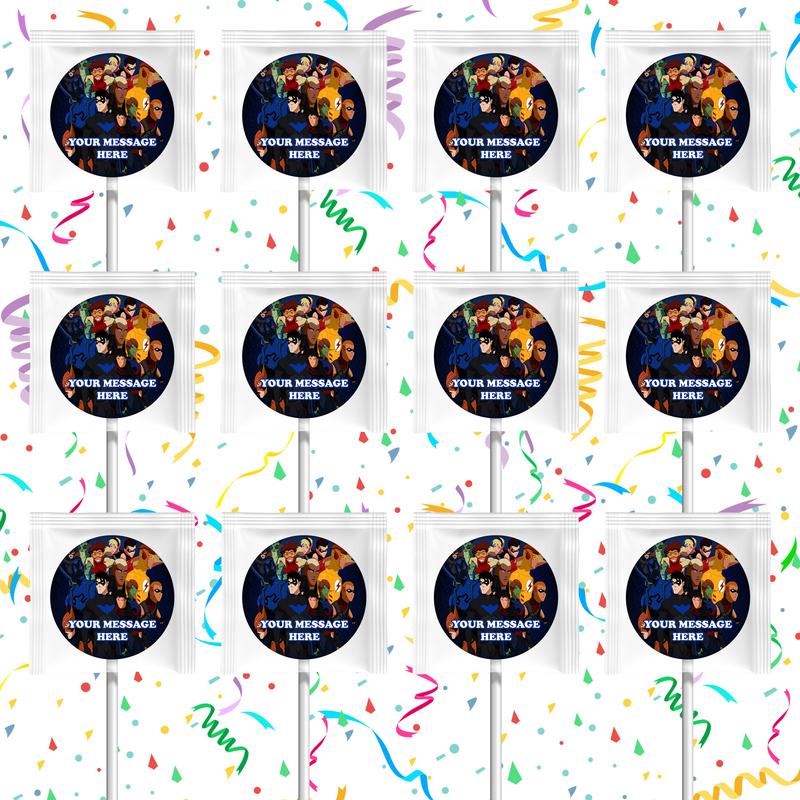 Young Justice Lollipops Party Favors Personalized Suckers 12 Pcs