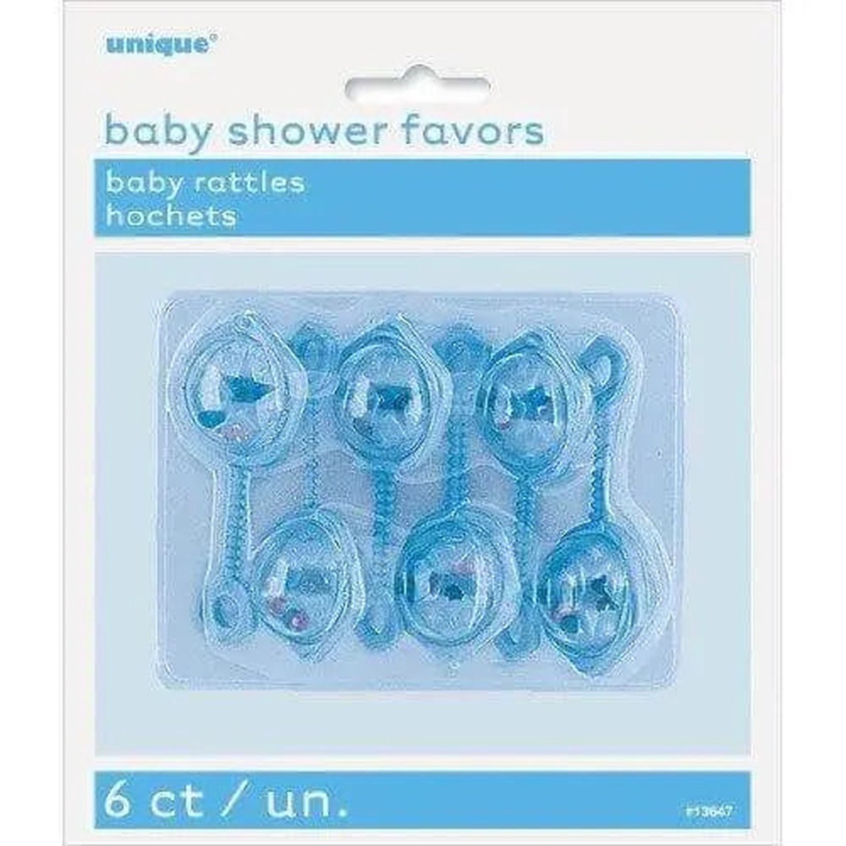 2.5'' Blue Plastic Baby Rattles (6ct)