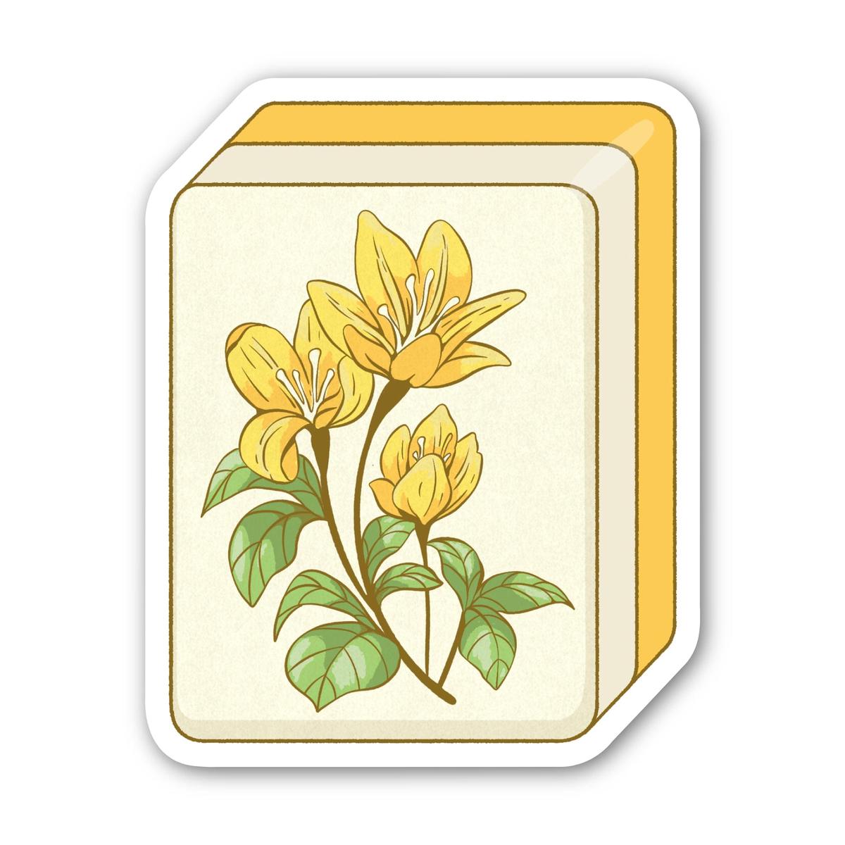 Yellow Flower Tile Mahjong Sticker