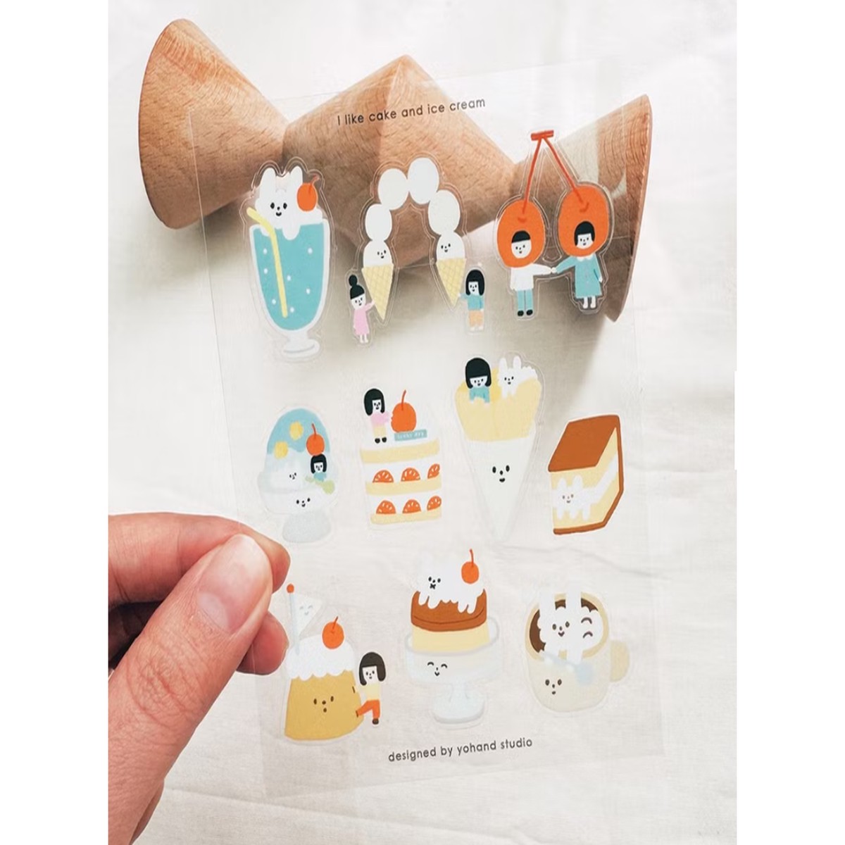 Yohand Studio - Transparent Die-Cut Stickers - 1 Sheet - I Like Cake and Ice Cream