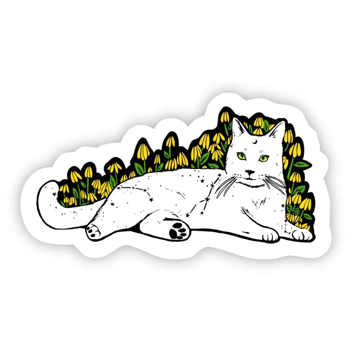 Yelllow Flowers and Cat Sticker