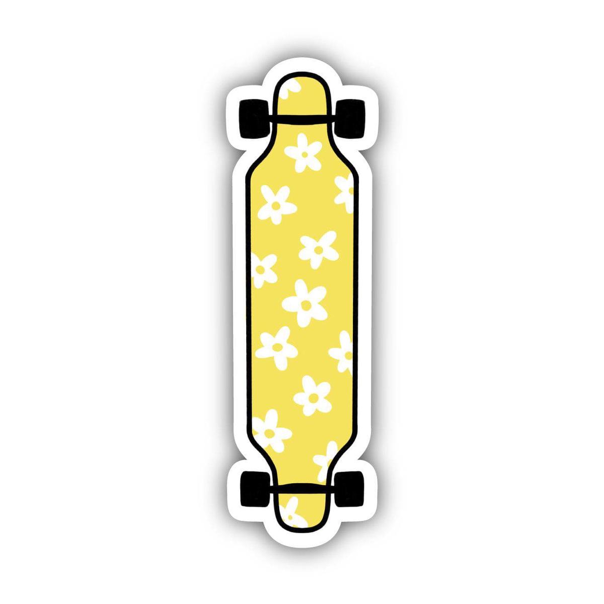Yellow Floral Longboard Aesthetic Sticker