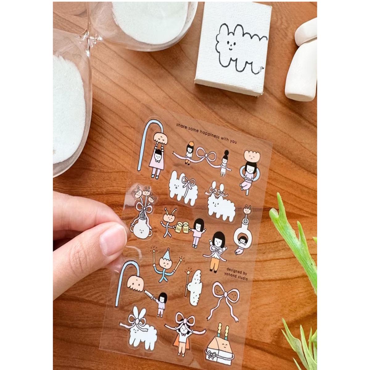 Yohand Studio - Transparent Die-Cut Stickers  - 1 Sheet - Share Some Happiness With You