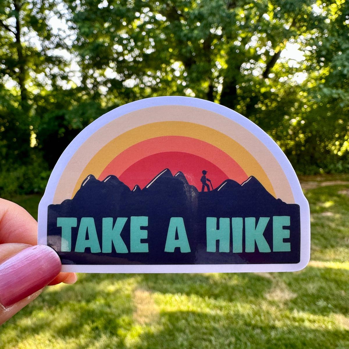 "Take a Hike" Nature Outdoor Rainbow Mountains Sticker